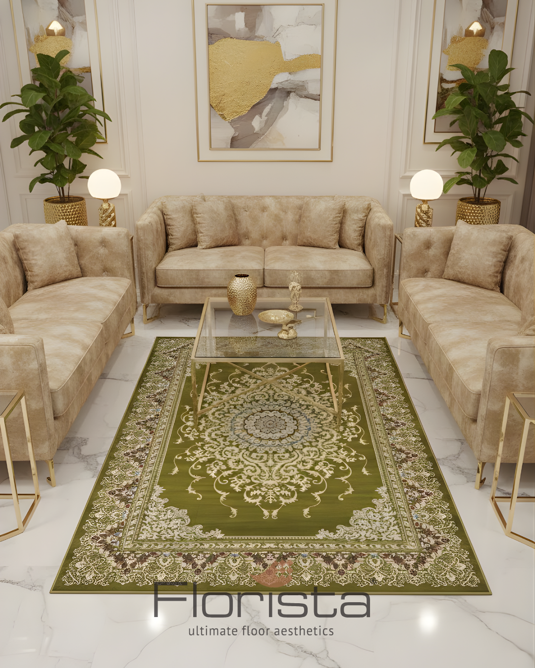 Green Vintage Medallion Carpet