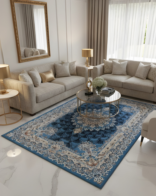 Blue Vintage Medallion Carpet