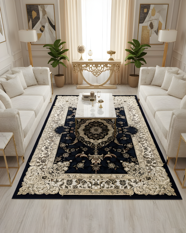 Black Vintage Medallion Carpet